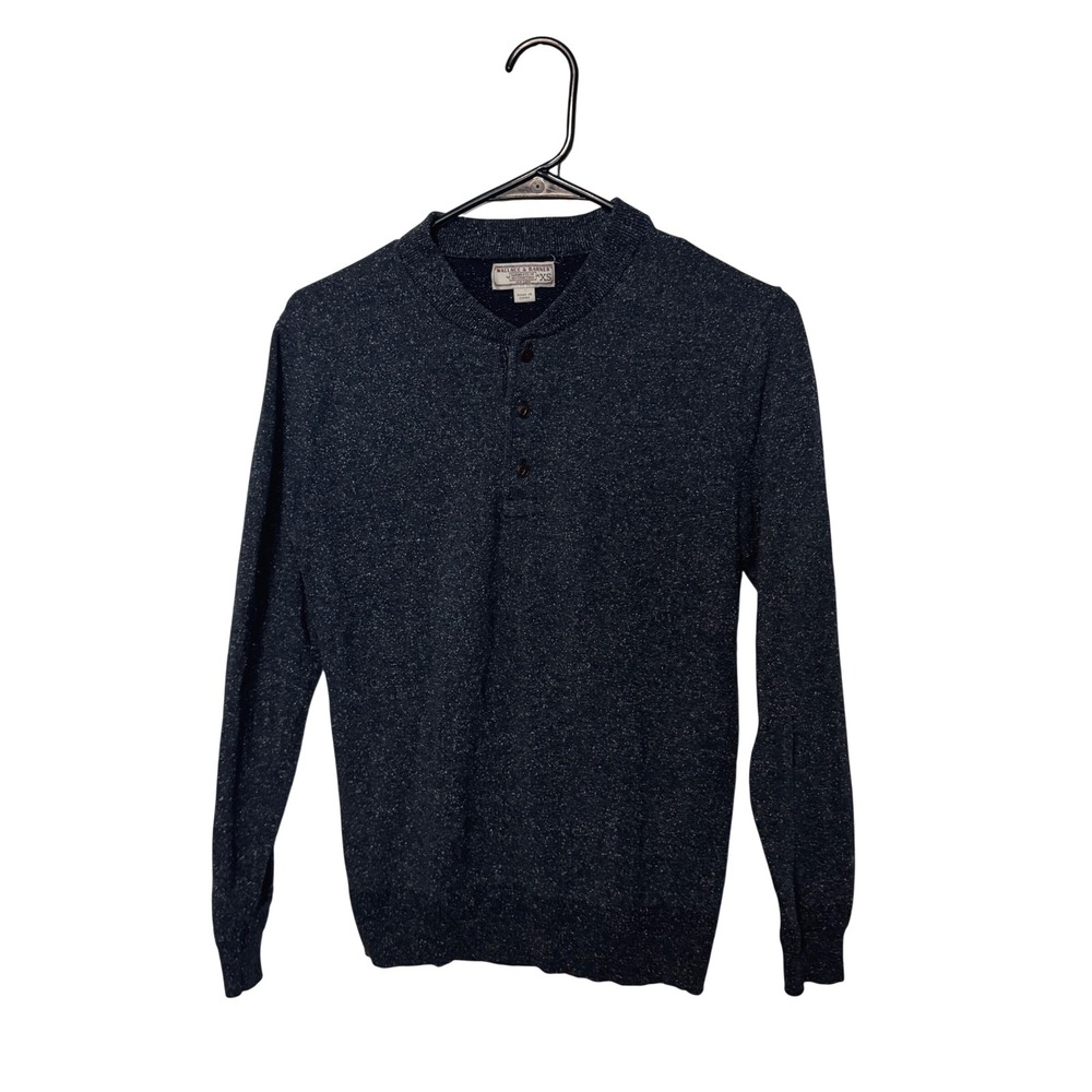 Wallace & Barnes Henley Sweater Shirt Mens XS Blue Silk Cotton Blend Long Sleeve
